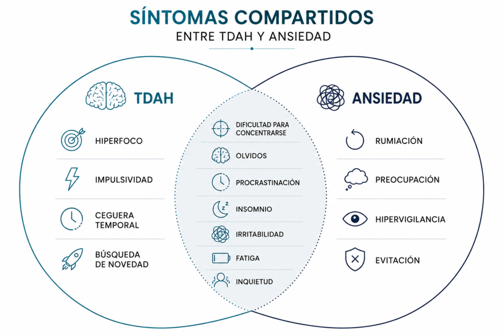sintomas compartidos TDAH y ansiedad